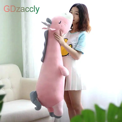 Giant Soft toy Unicorn Stuffed Silver Horn Unicorn High Quality Sleeping Pillow Animal Bed Decor Cushion Throw Pillow