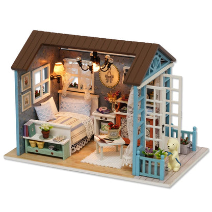 New Year Christmas Gifts Doll House DIY Miniature Dollhouse Toy Furnitures CasaDolls Houses Toys For Childred Birthday GiftsZ007