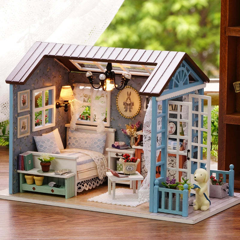 New Year Christmas Gifts Doll House DIY Miniature Dollhouse Toy Furnitures CasaDolls Houses Toys For Childred Birthday GiftsZ007