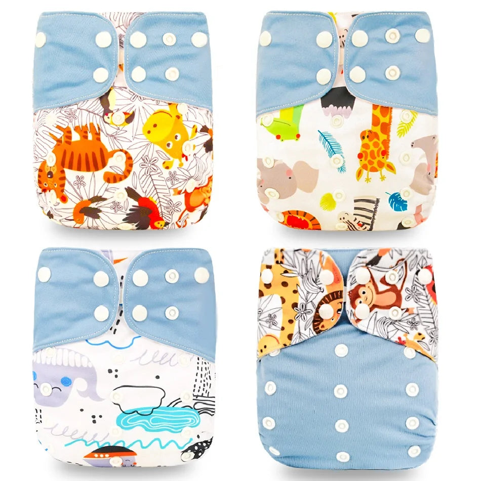 Happyflute 2023 New Fashion Style Baby Nappy 4Pcs/Set Diaper Cover Waterproof&Reusable Cloth Diaper