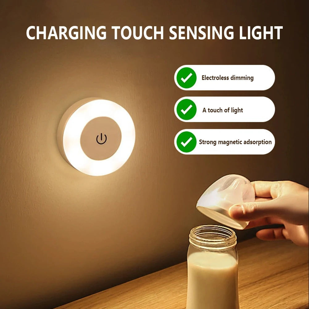 0.6W LED Night Light Wall Nights Lamp Wireless Rechargeable Touch Light With Magnetic Dimmable Baby Nursery Lamp For Kitchen