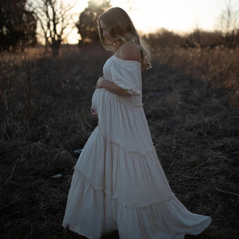 Bohemian Photo Shooting Cotton Pregnancy Dress Pregnant Women For Baby Shower Photo Shoot Dress Photography Props Dress