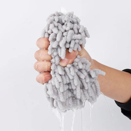 Absorbent Hands Towel Chenille Wipe Hands Ball with Hanging Hook Fast-Drying Soft Towel Hands Wipe Ball Towel Bathroom Supplies