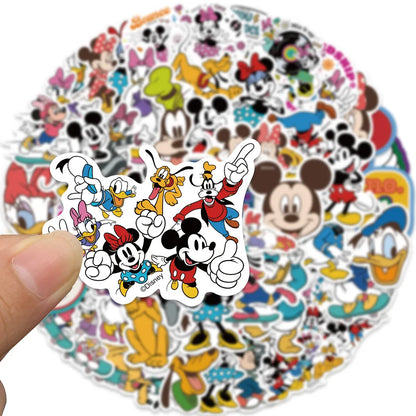 50PCS Disney Movie Minnie Mickey Stickers Anime Decal DIY Skateboard Laptop Motorcycle Cool Cute Cartoon Sticker Pack Kids Toy