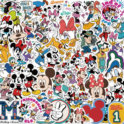 50PCS Disney Movie Minnie Mickey Stickers Anime Decal DIY Skateboard Laptop Motorcycle Cool Cute Cartoon Sticker Pack Kids Toy