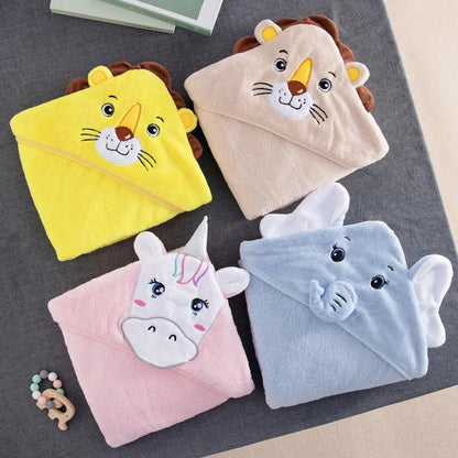 Toddler Baby Hooded Towels Newborn Kids Bathrobe Cartoon Bath Towel Blanket Warm Sleeping Swaddle Wrap for Infant Boys Girls