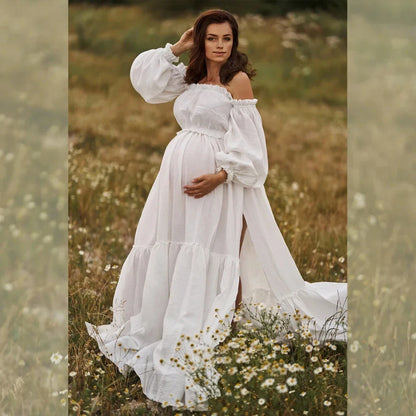 Boho Linen Cotton Dress For Maternity Photo Shooting  Pregnancy Photography prop Pregnant Women Wear Comfortable Vintage Dresses