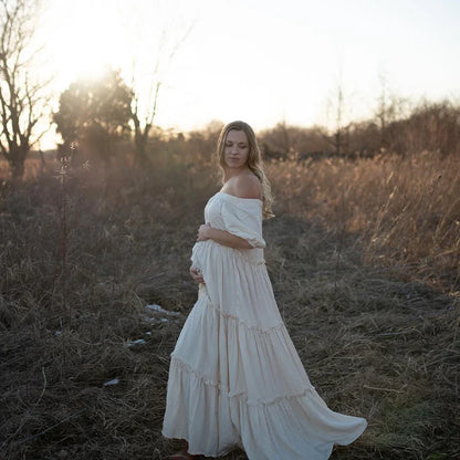 Bohemian Photo Shooting Cotton Pregnancy Dress Pregnant Women For Baby Shower Photo Shoot Dress Photography Props Dress