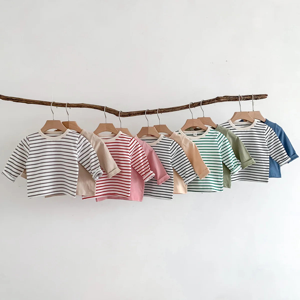 Infant Newborn Girls Boys Autumn Full Sleeve Striped Top Tees Kids Baby Casual Bottoming Shirts Toddler T-shirts Cotton Clothing