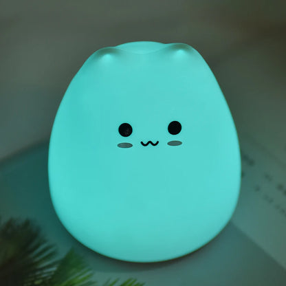 LED Colorful Night Light Animal Cat Silicone Soft Cartoon Baby Nursery Lamp for Children Gift