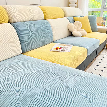 Sofa Seat Cushion Cover for Living Room Jacquard Thicken Stretch Removable Washable Sofa Cover Pets Kids Furniture Protector