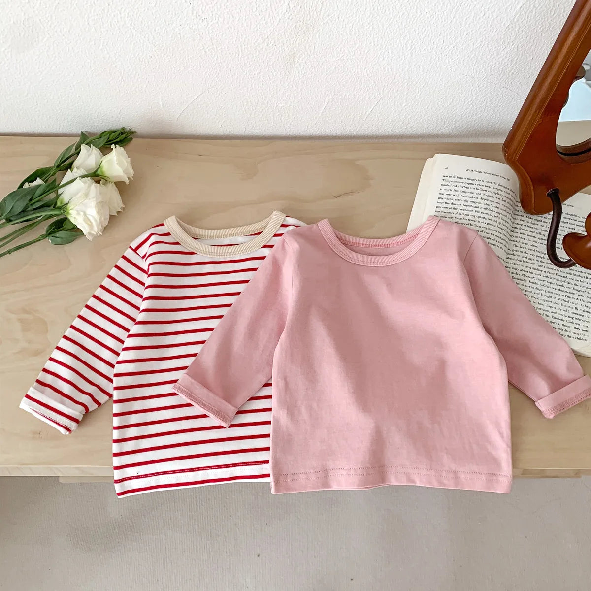 Infant Newborn Girls Boys Autumn Full Sleeve Striped Top Tees Kids Baby Casual Bottoming Shirts Toddler T-shirts Cotton Clothing